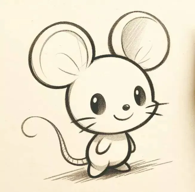 Desenho Fofo para Desenhar de Rato Kawaii com Sorriso