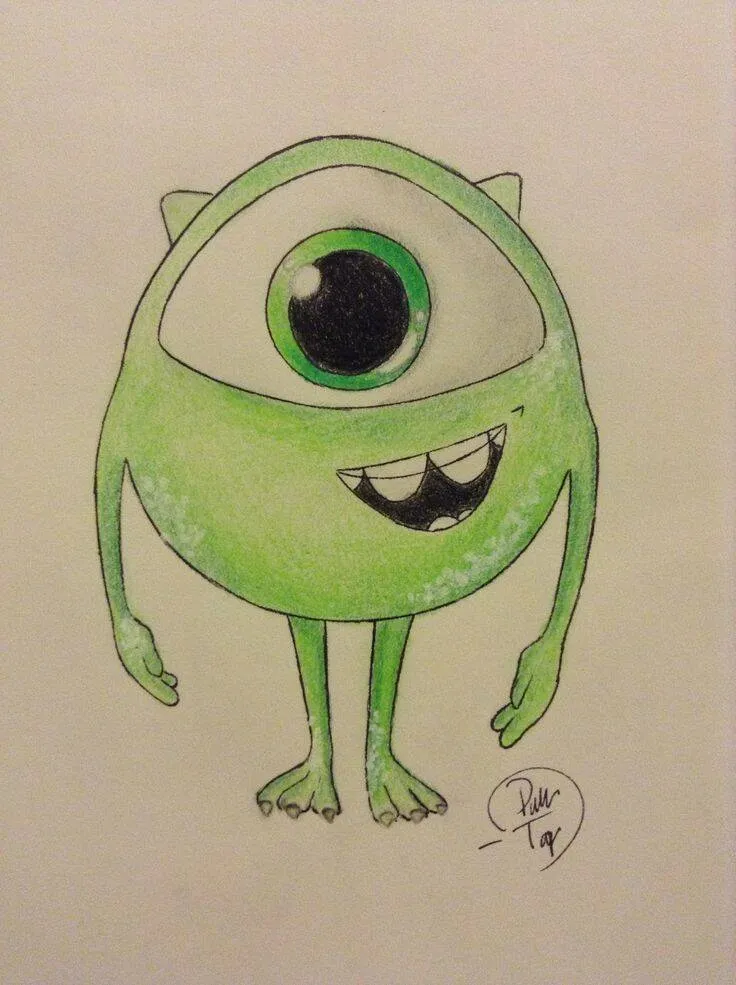 Desenho Fofo para Desenhar do Monstro Verde com Olho Único