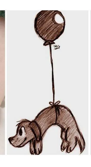 Cute Puppy with Balloon Drawing