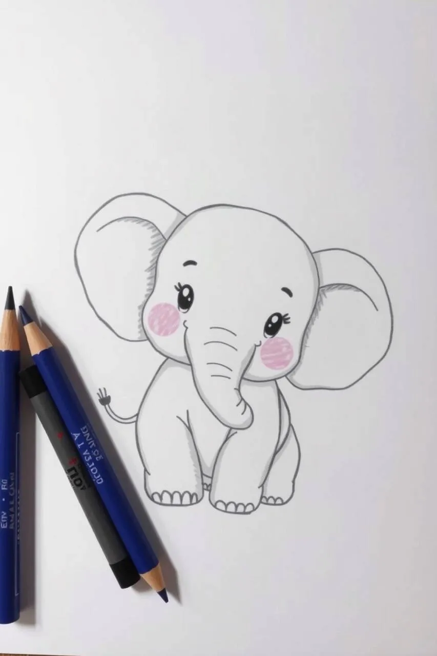 Cute Kawaii Elephant Drawing to Draw