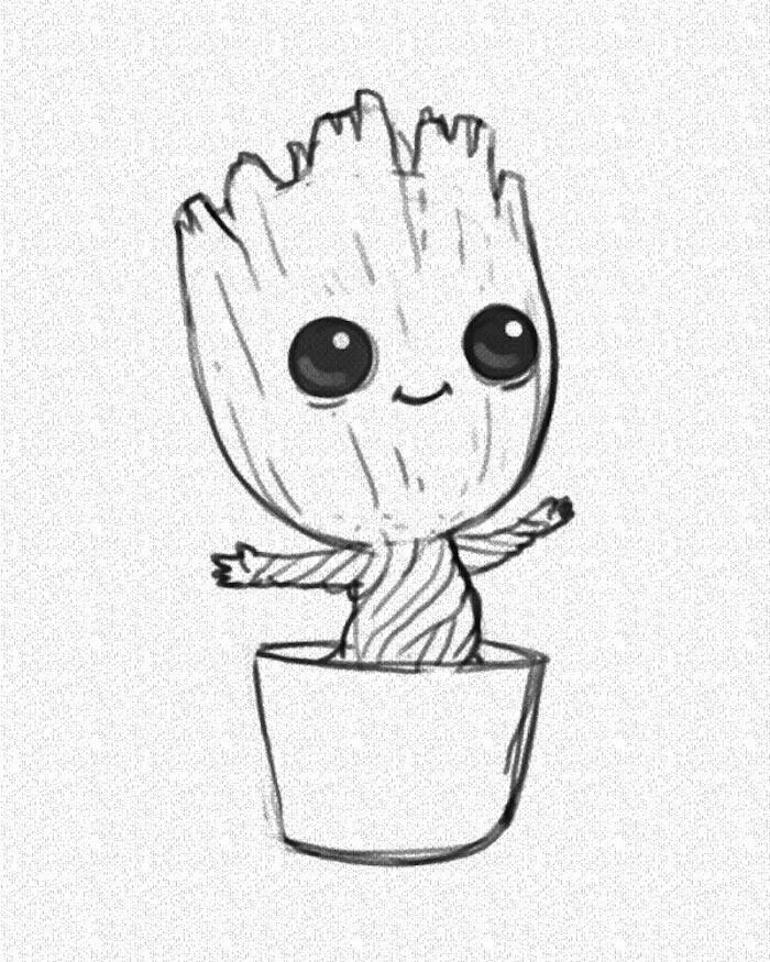 Desenho Fofo para Desenhar do Groot Kawaii