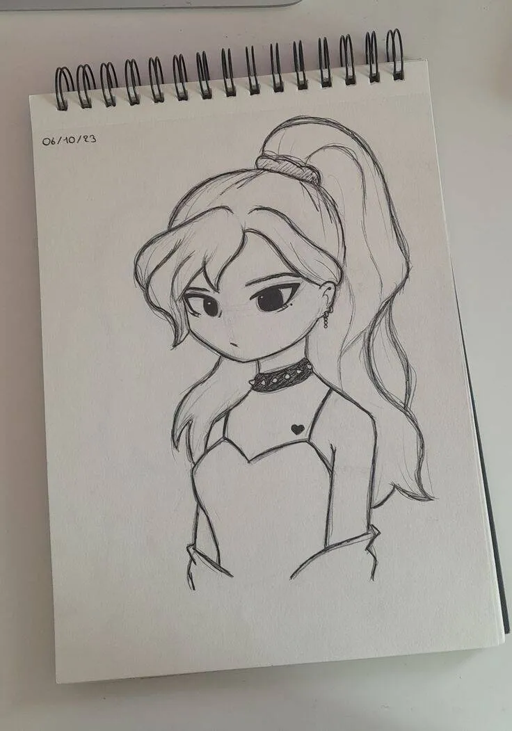 Cute Drawing to Draw of Kawaii Girl with Long Hair