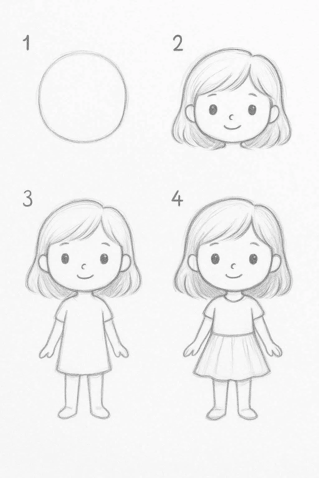 Cute Drawing to Draw of a Smiling Little Girl