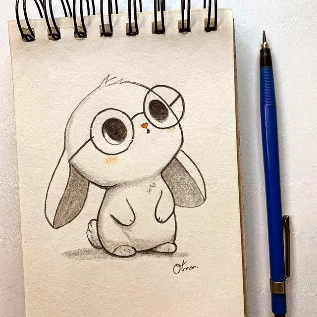 Cute Drawing to Draw of a Bunny with Glasses