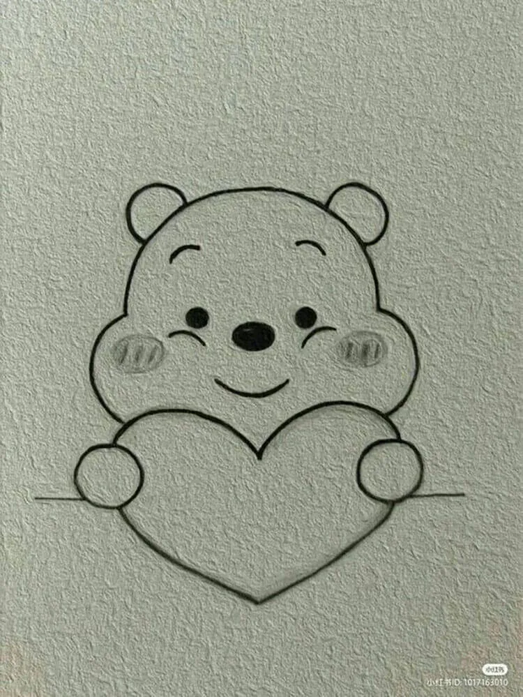 Cute Bear with Heart Drawing to Draw
