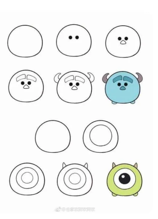 Cute Drawing to Draw of a Kawaii Monster with Big Eyes