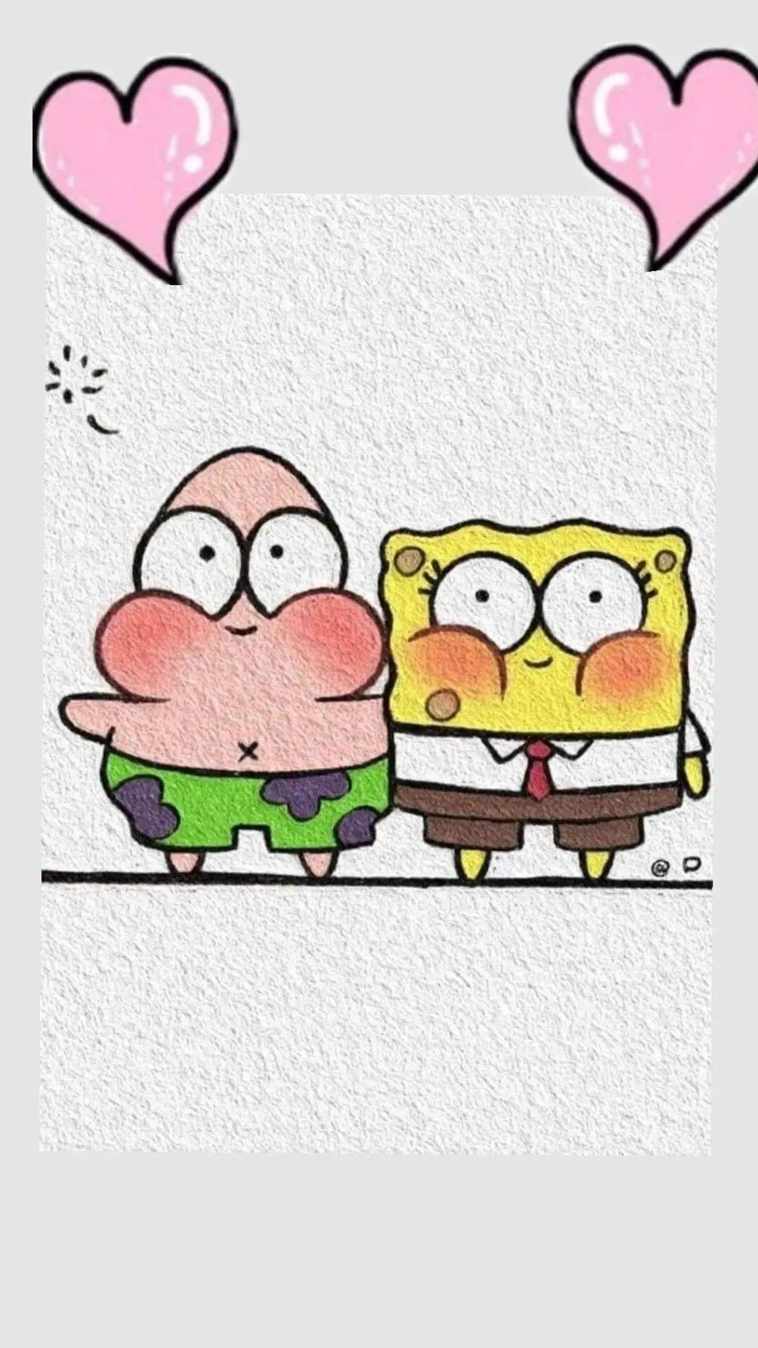 Cute Drawing to Draw of Patrick and SpongeBob with Hearts