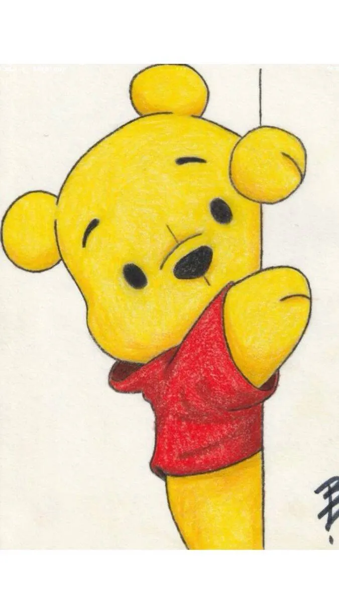 Cute Drawing to Draw of Winnie the Pooh with Red T-Shirt
