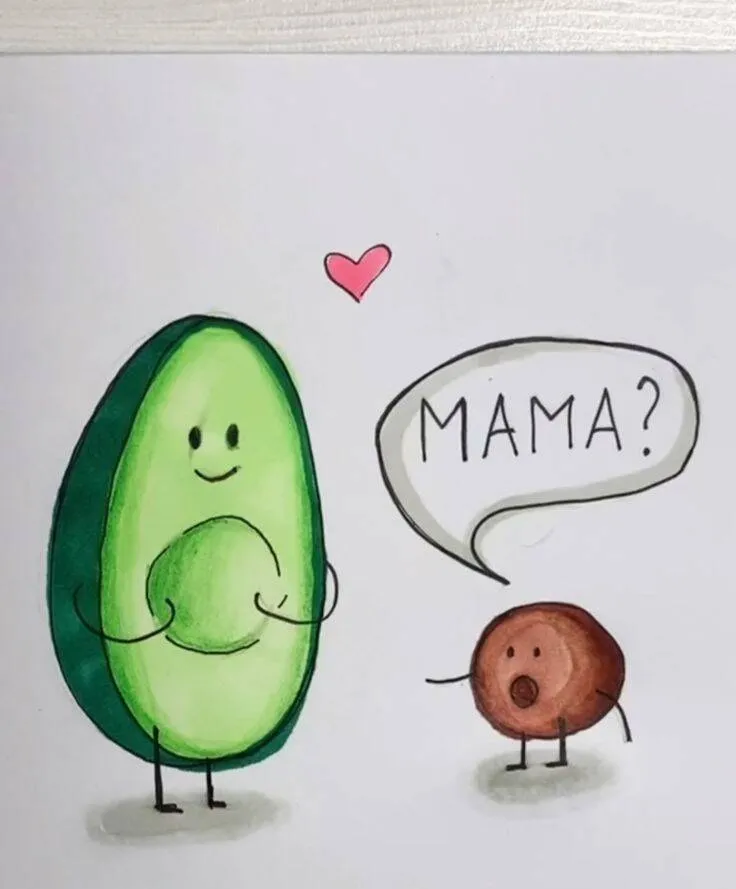 Cute Drawing to Draw of Avocado and Fluffy Ball
