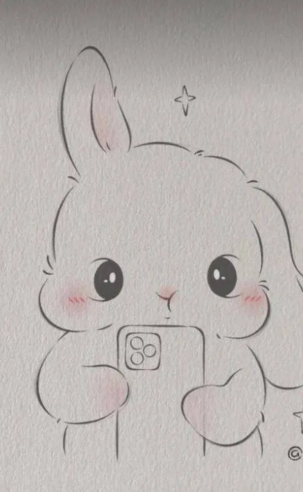 Cute Drawing to Draw a Bunny with a Cell Phone