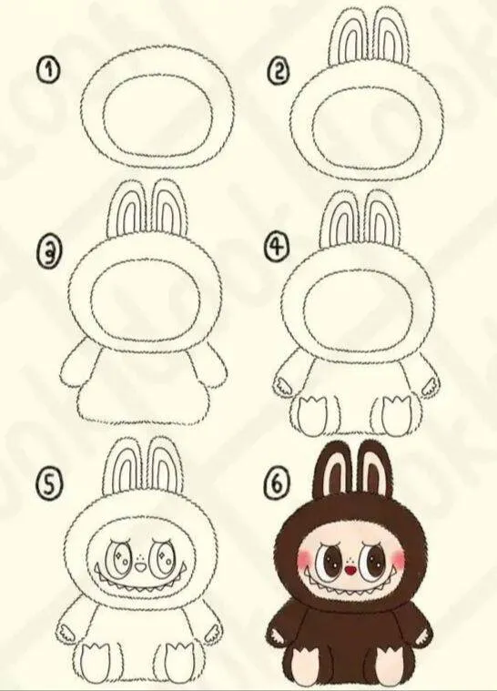 Cute Kawaii Bunny with Hood Drawing to Draw
