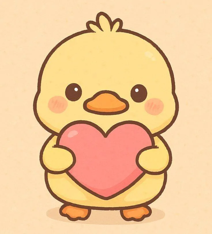 Cute Drawing to Draw Duckling with Heart