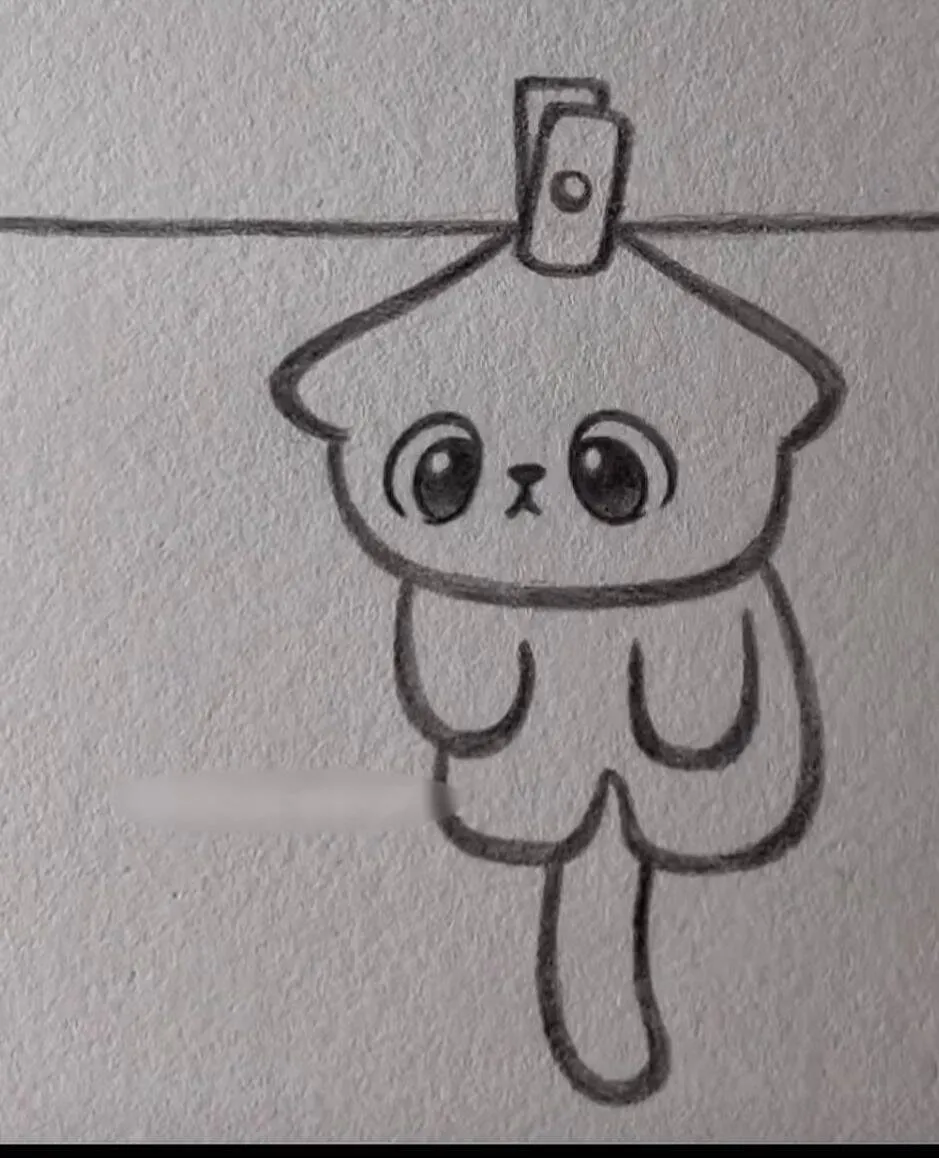 Cute Drawing to Draw of a Hanging Cat