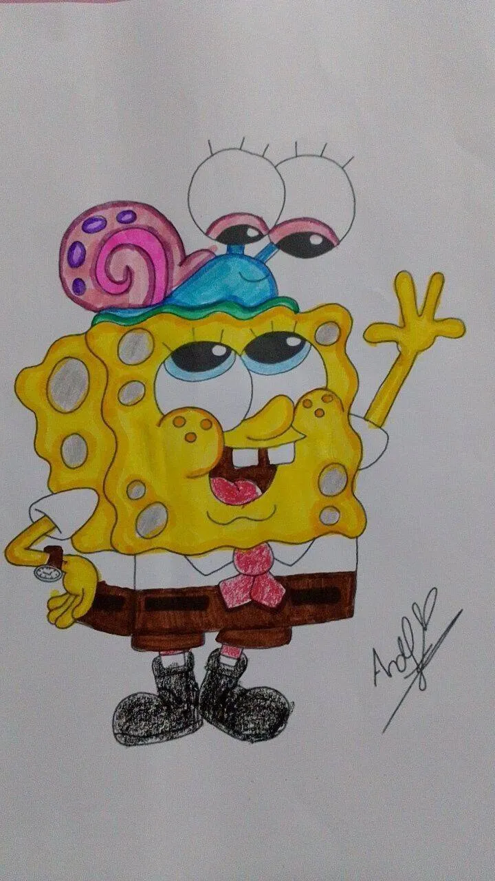 Cute SpongeBob Drawing with Gary