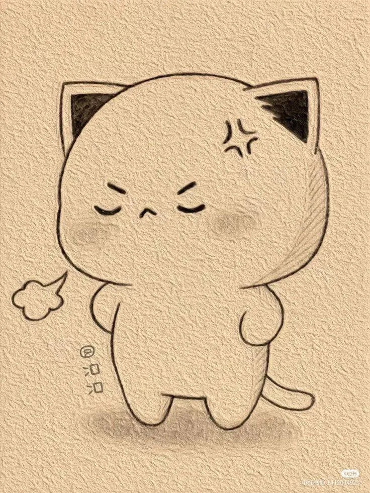 Cute Drawing to Draw an Angry Kitten