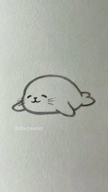 Desenho Fofo para Desenhar de Foca Kawaii