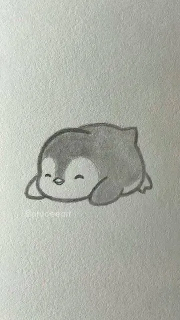 Desenho Fofo para Desenhar de Pinguim Kawaii