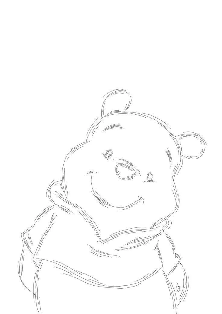 Desenho Fofo para Desenhar do Ursinho Pooh Sorridente