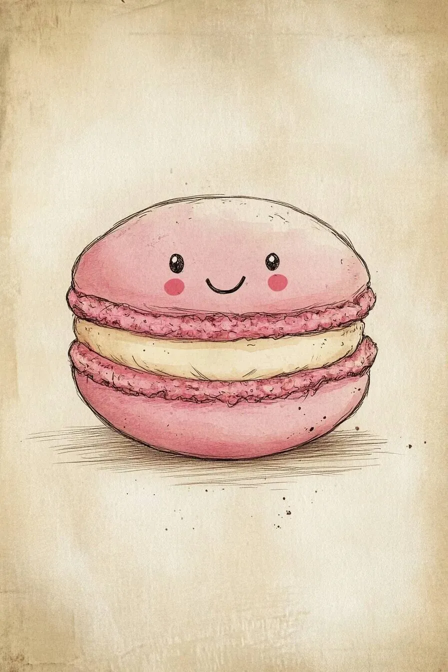Desenho Fofo para Desenhar de Macaron Sorridente