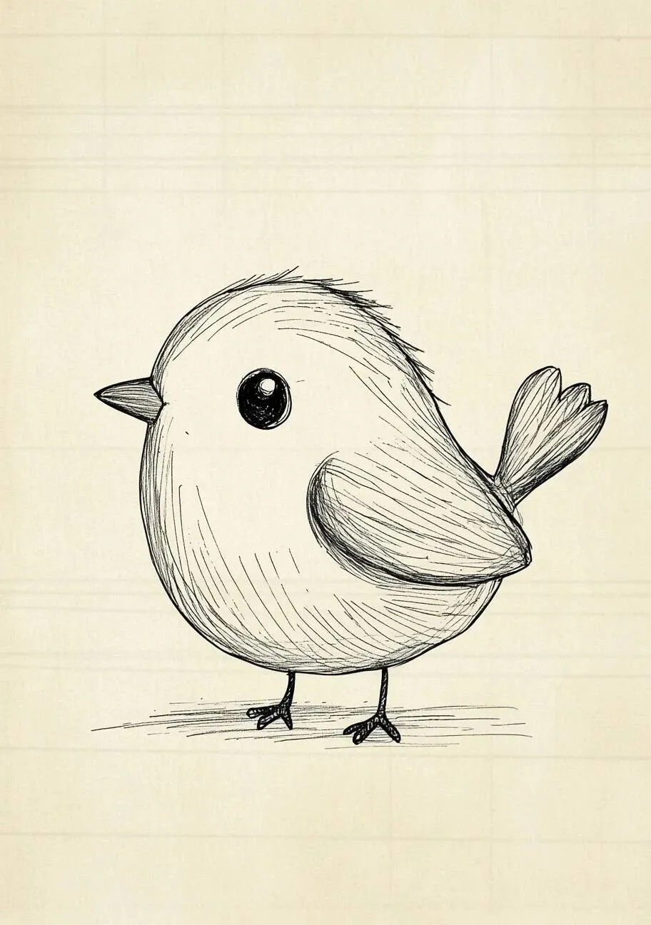Cute Kawaii Bird Drawing to Draw