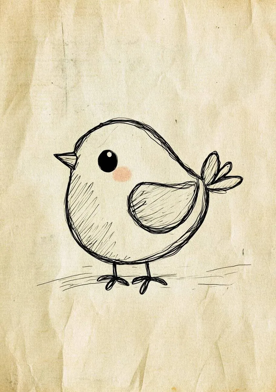 Cute Kawaii Bird Drawing to Draw