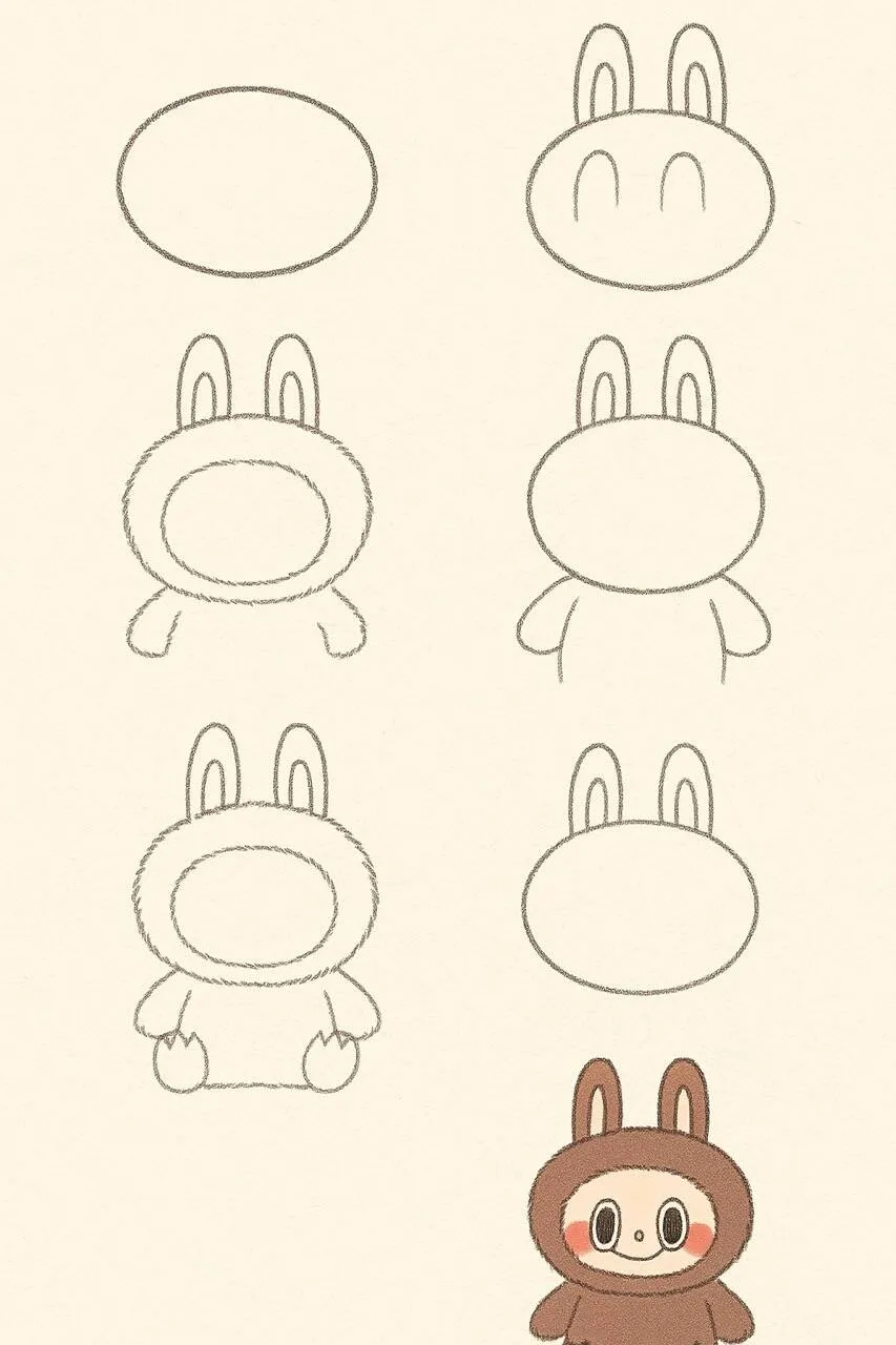 Cute Drawing to Draw of Kawaii Bunny with Big Ears