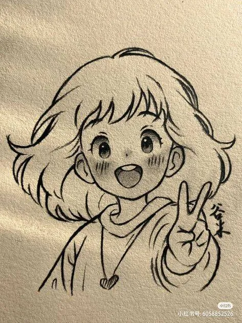 Desenho Fofo para Desenhar de Menina Sorridente com Cabelo Cacheado