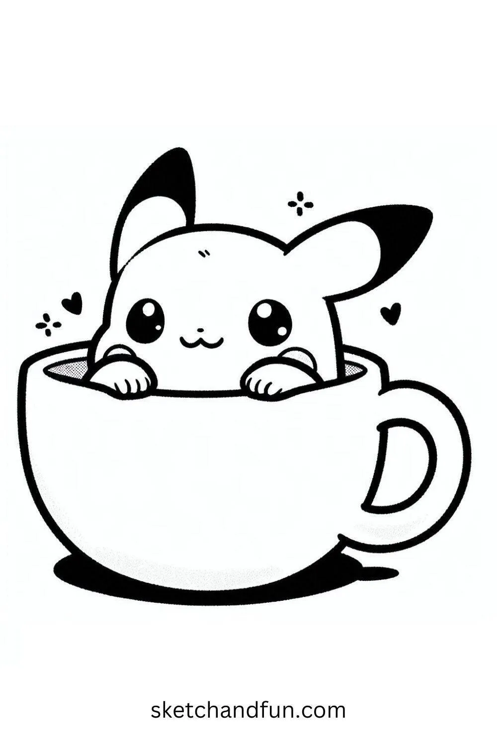 Cute Pikachu Drawing on a Mug