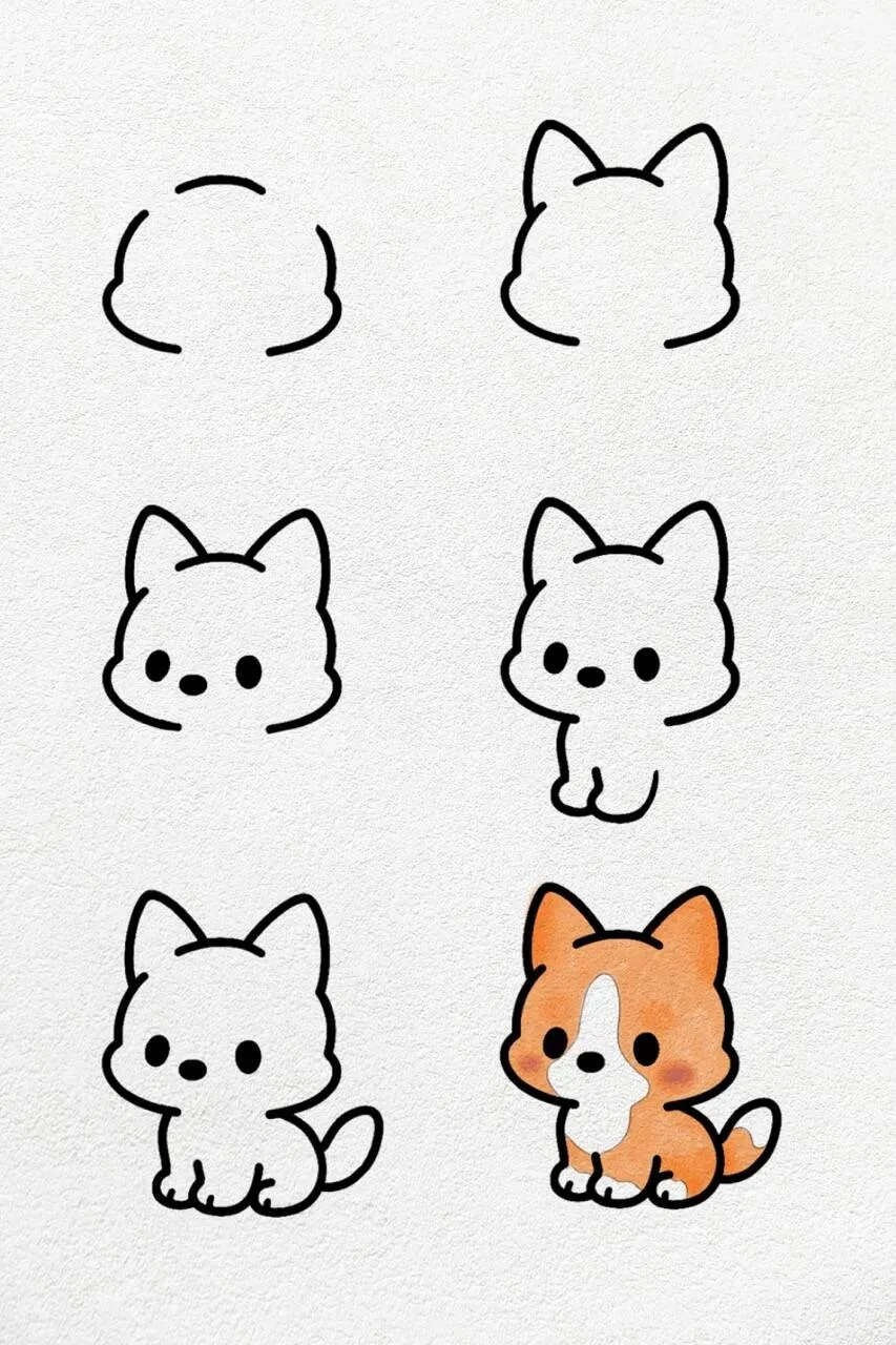 Cute Kawaii Corgi Drawing to Draw
