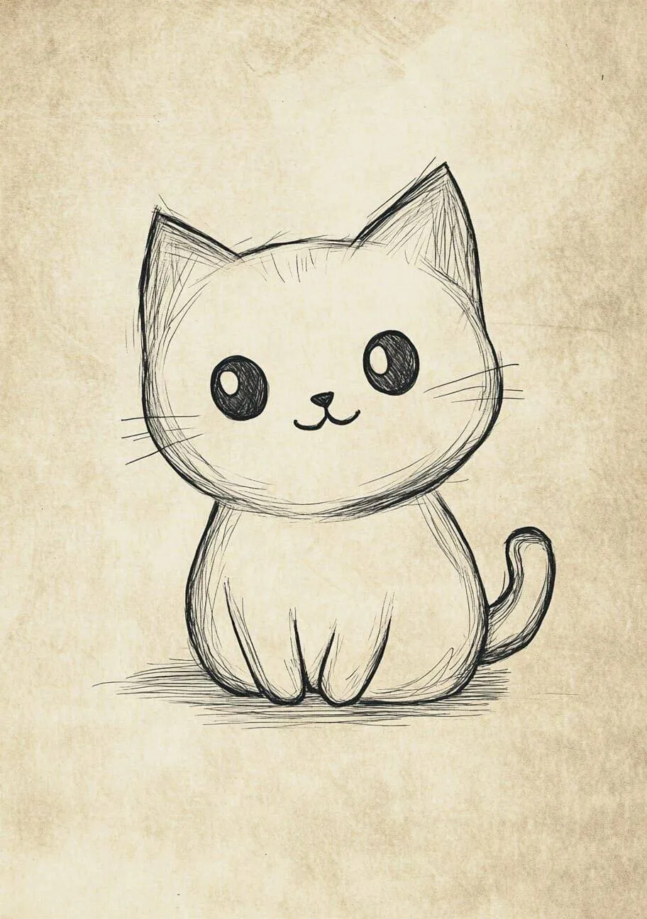 Cute Kawaii Kitten Drawing to Draw