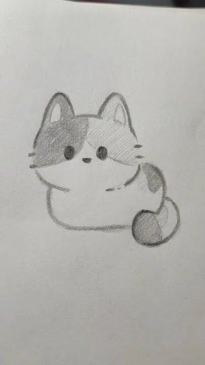 Desenho Fofo para Desenhar de Gato Kawaii com Padrões