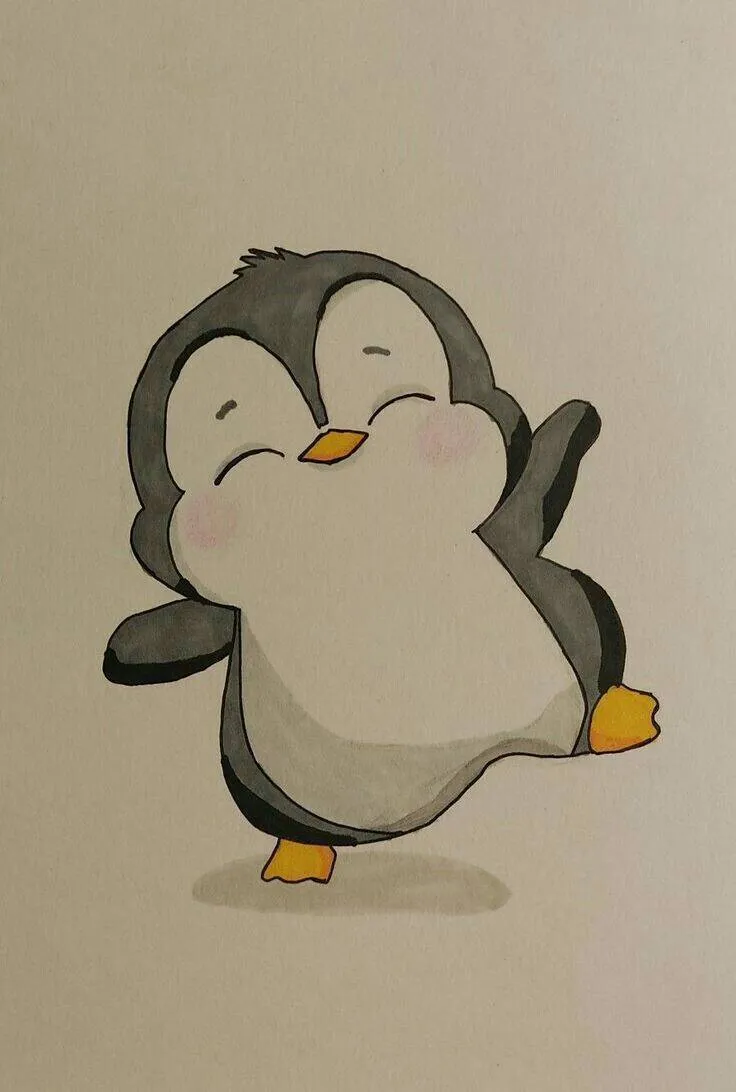 Cute Smiling Penguin Drawing to Draw