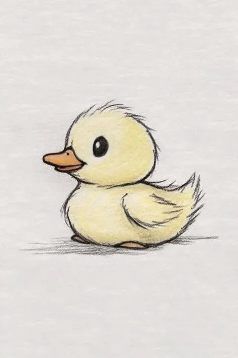 Cute Yellow Duckling Drawing to Draw