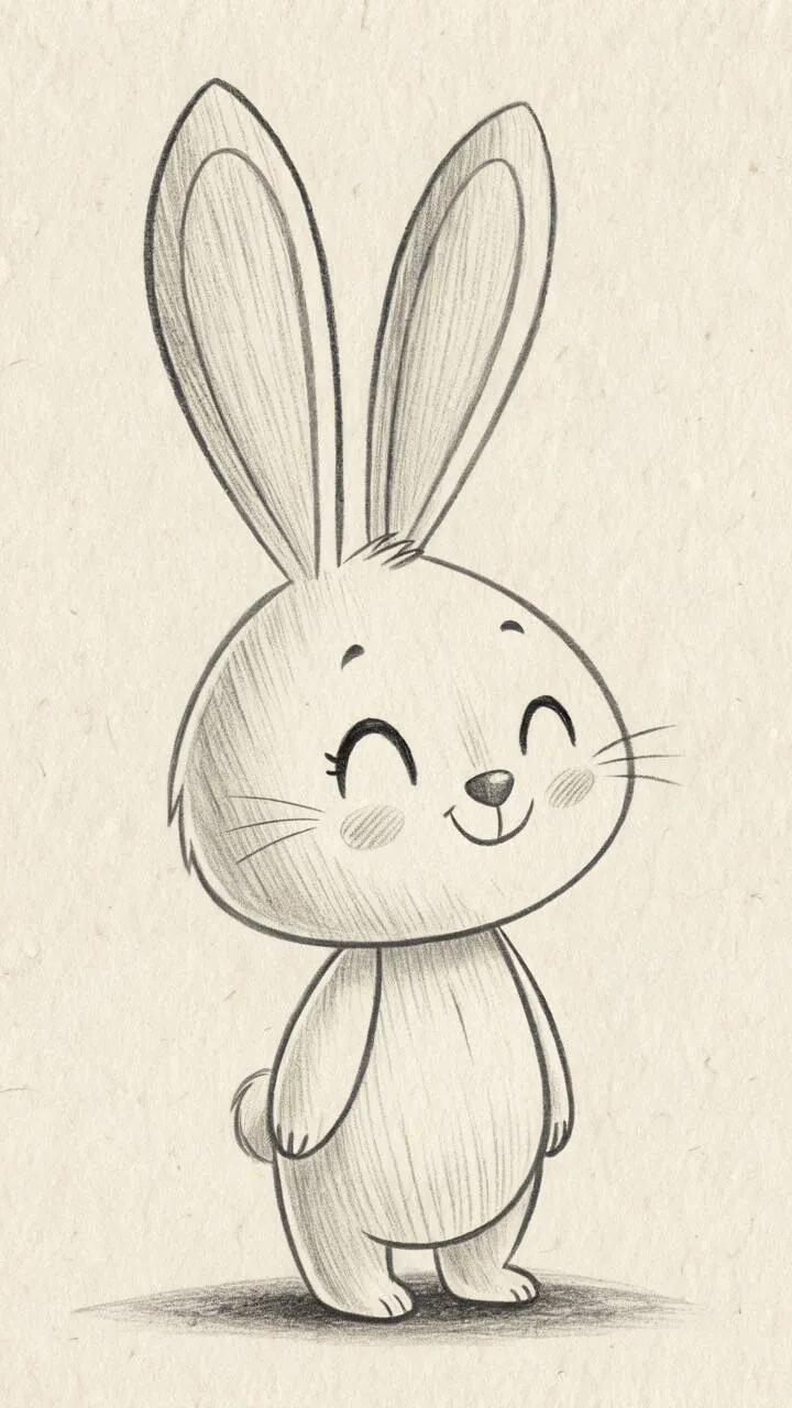 Cute Smiling Bunny Drawing to Draw