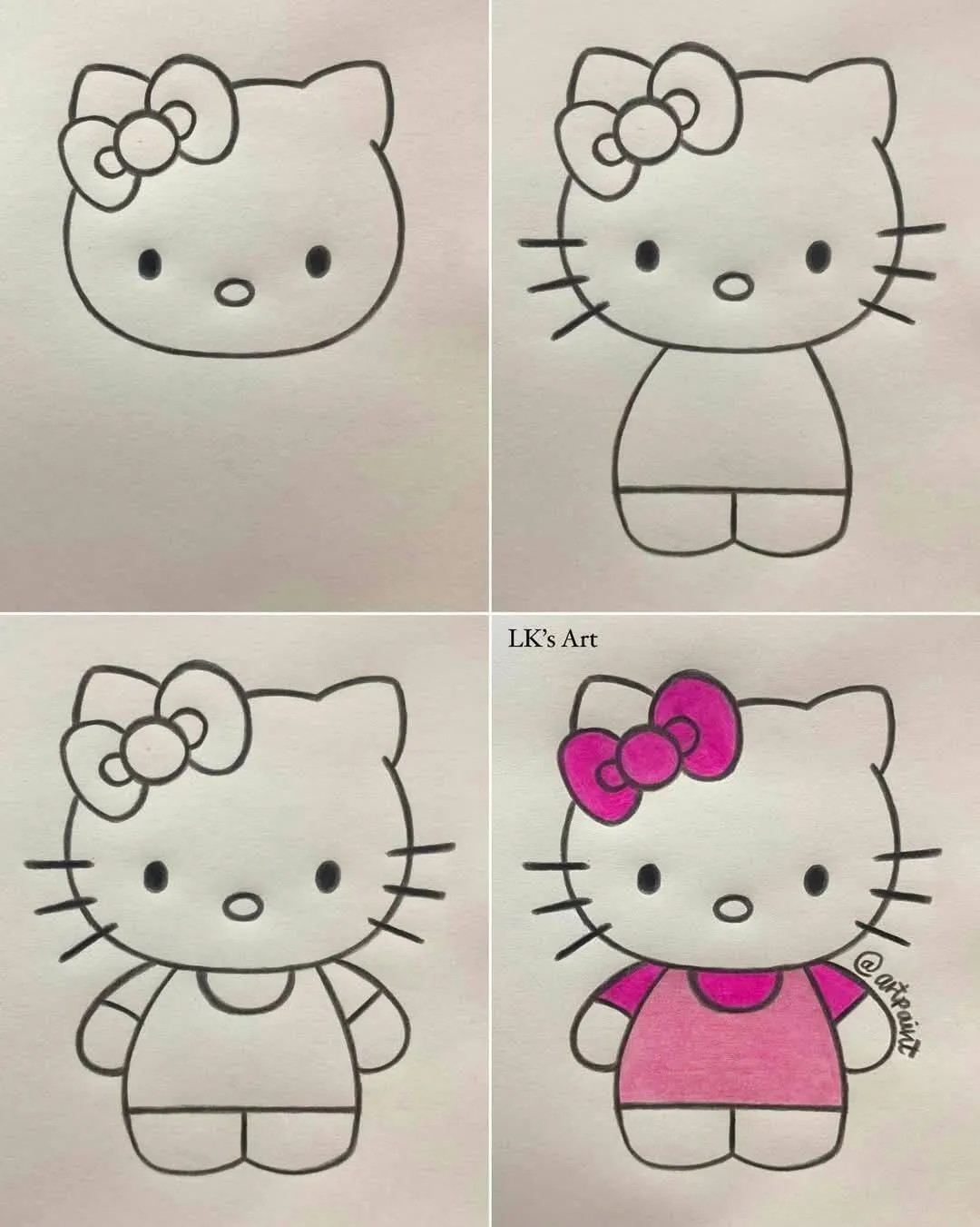 Cute Drawing of Hello Kitty with Pink Bow
