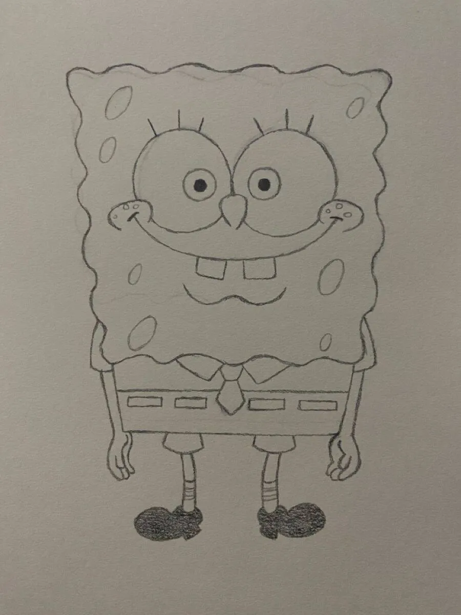 Desenho Fofo para Desenhar do Bob Esponja Sorridente