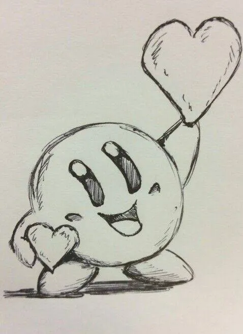 Desenho Fofo para Desenhar do Kirby com Corações