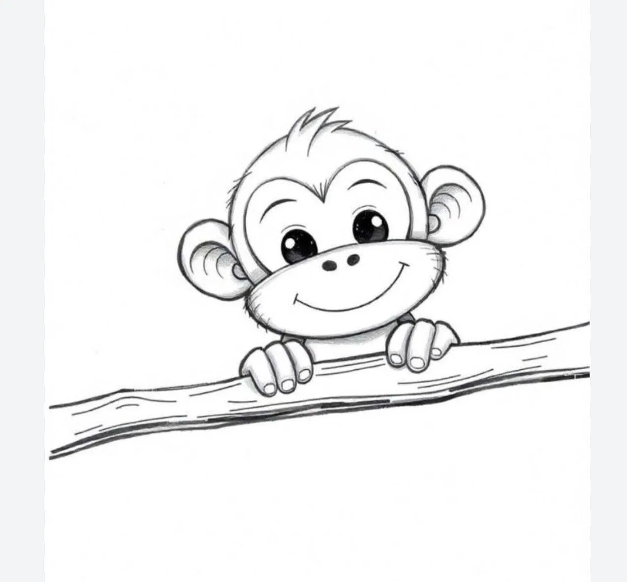 Desenho Fofo para Desenhar de Macaquinho Sorridente