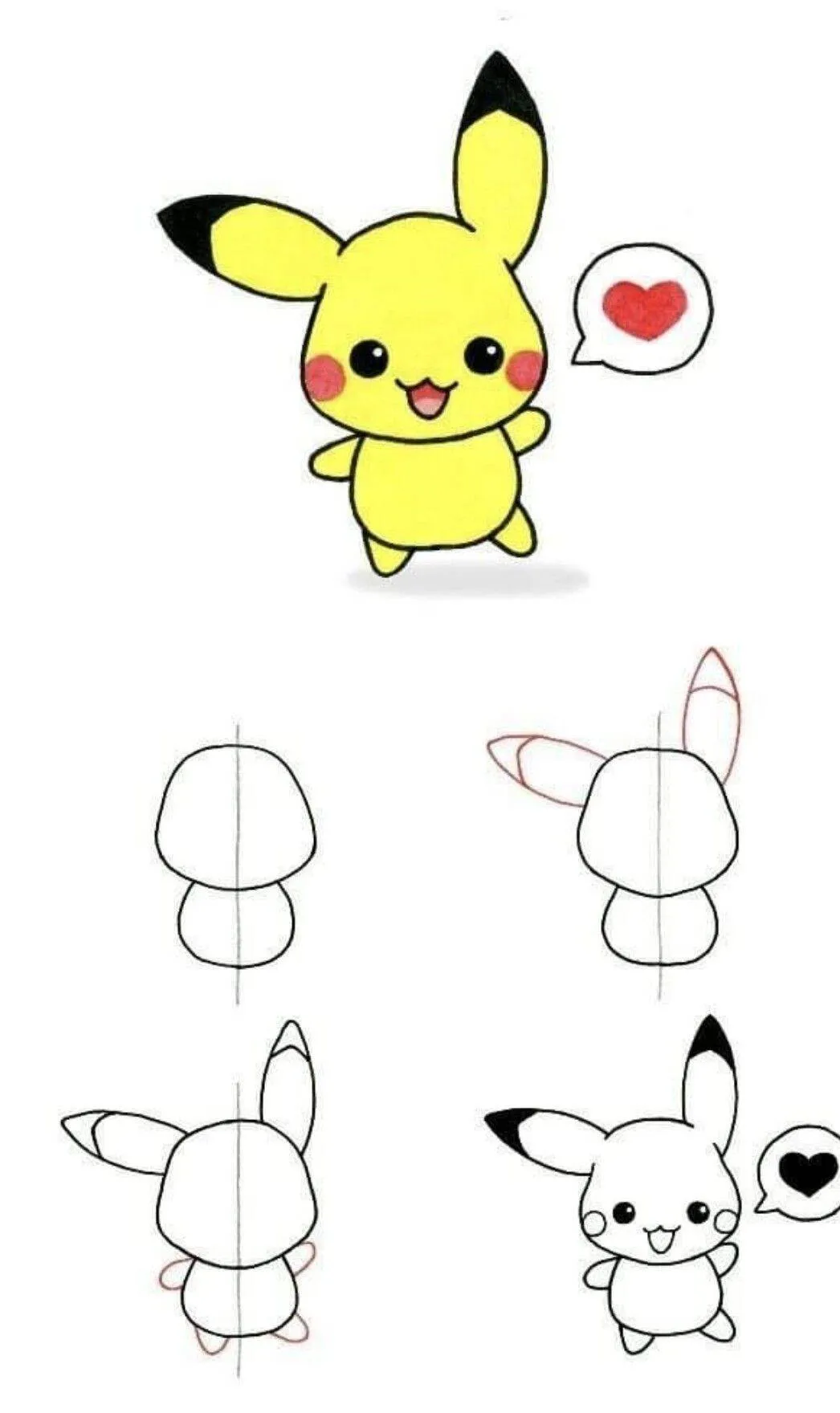 Cute Pikachu Kawaii Drawing to Draw