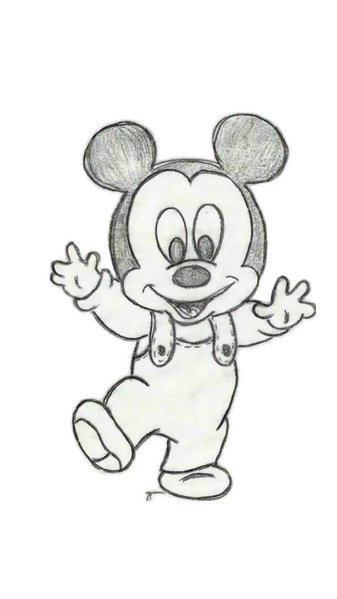 Cute Smiling Mickey Morse Drawing to Draw