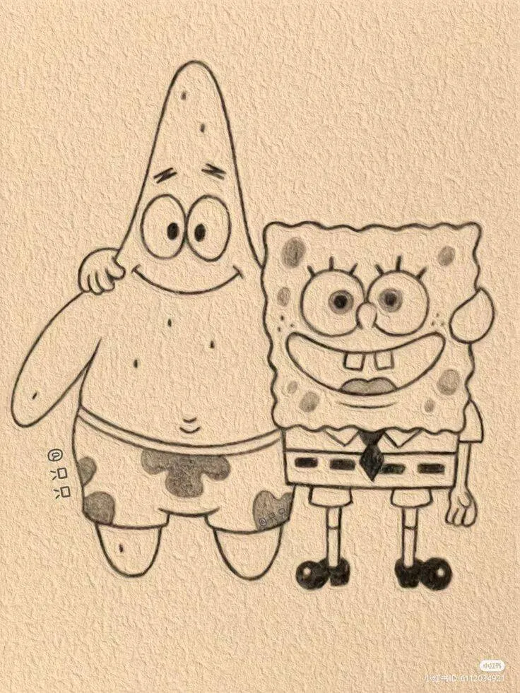 Desenho Fofo para Desenhar do Bob Esponja e Patrick