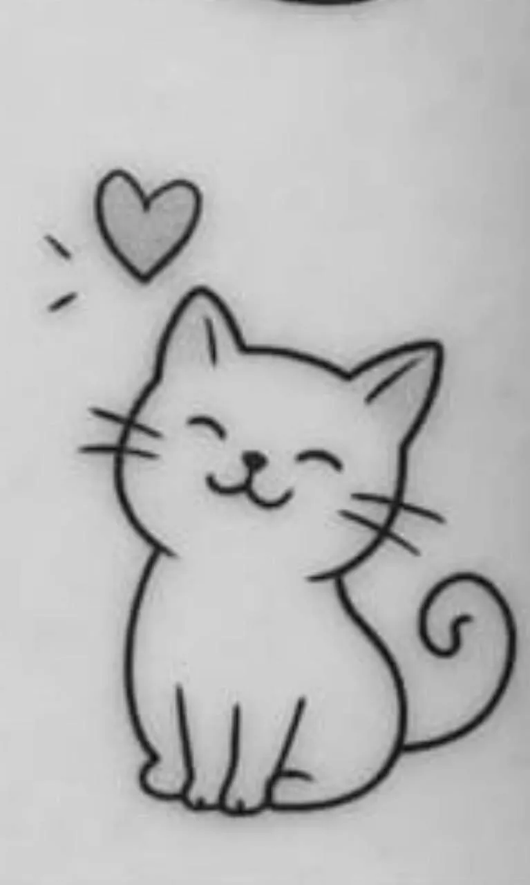 Desenho Fofo para Desenhar de Gatinho com Coração