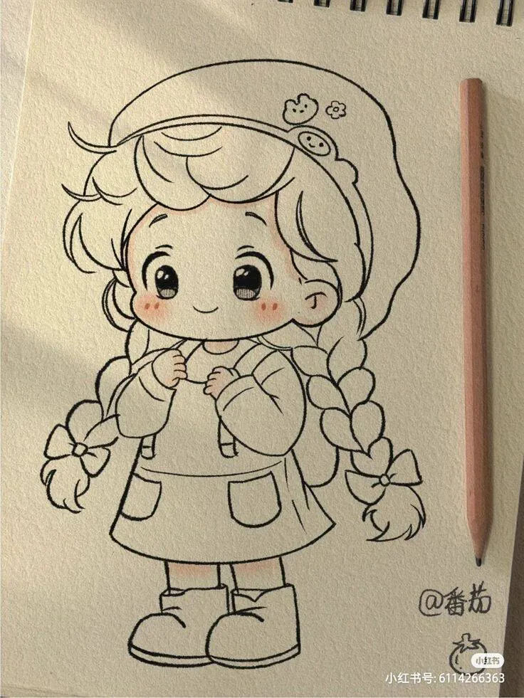Desenho Fofo para Desenhar de Menininha com Tranças