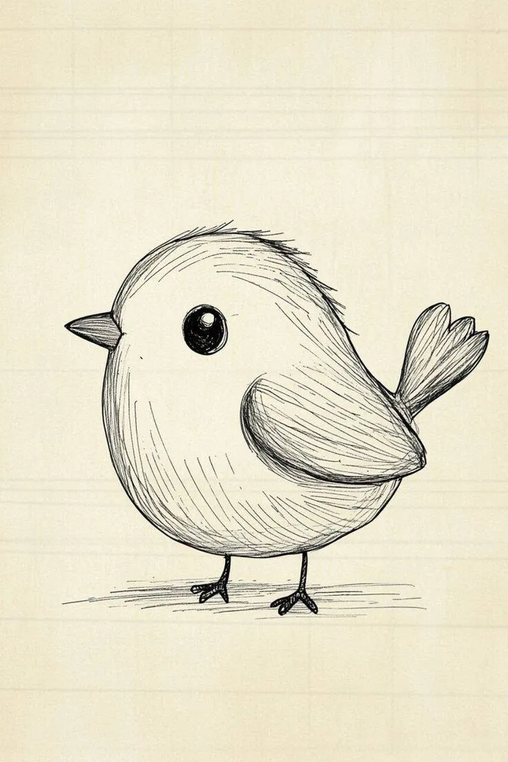 Desenho Fofo para Desenhar de Passarinho Adorável