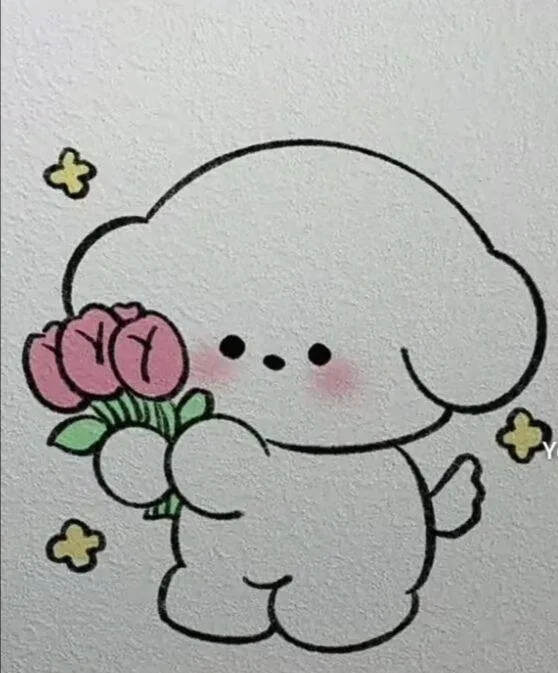 Cute Drawing to Draw of a Puppy with Flowers