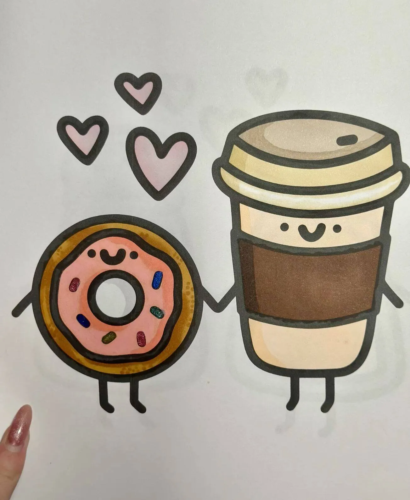 Desenho Fofo para Desenhar de Donut e Café Kawaii