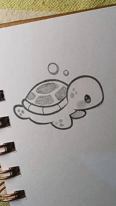 Desenho Fofo para Desenhar de Tartaruguinha com Bolhas