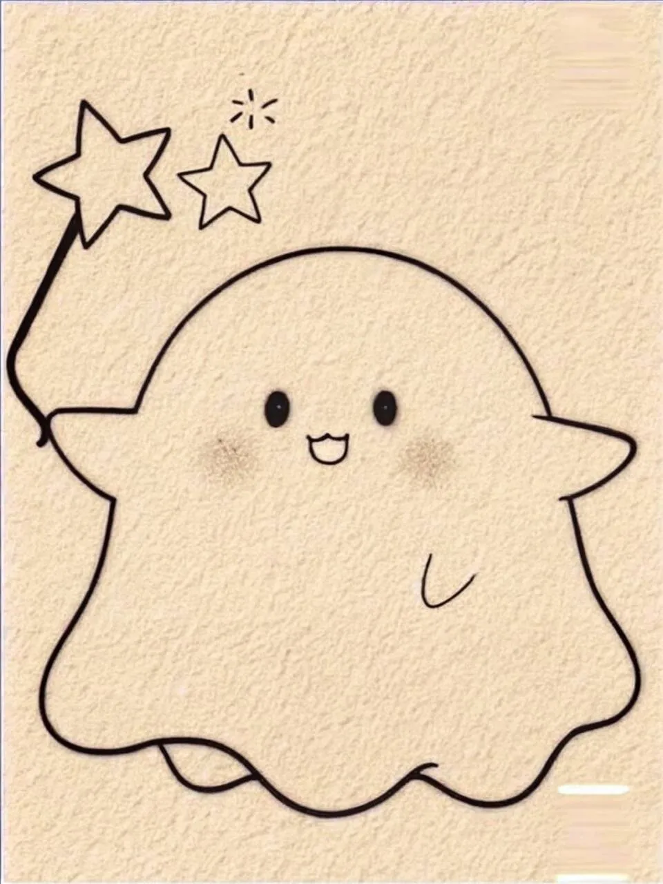 Desenho Fofo para Desenhar de Fantasminha com Varinha Mágica