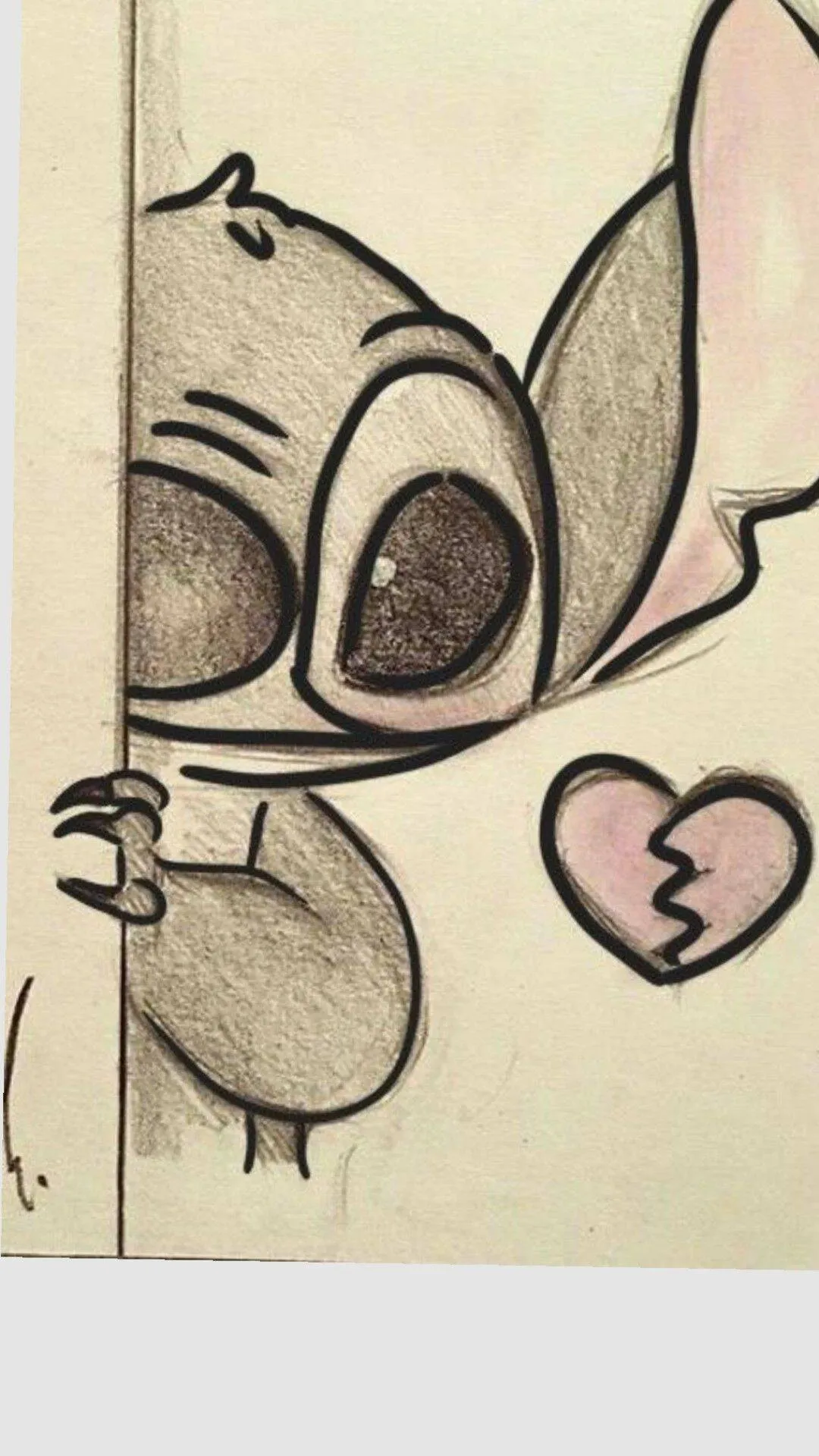 Desenho Fofo para Desenhar do Stitch com Coração Partido