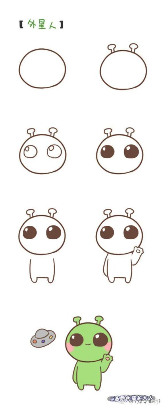 Desenho Fofo para Desenhar de Alienígena Kawaii